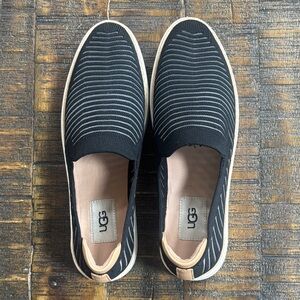 UGG Women’s Black and Tan Striped Slip-Ons